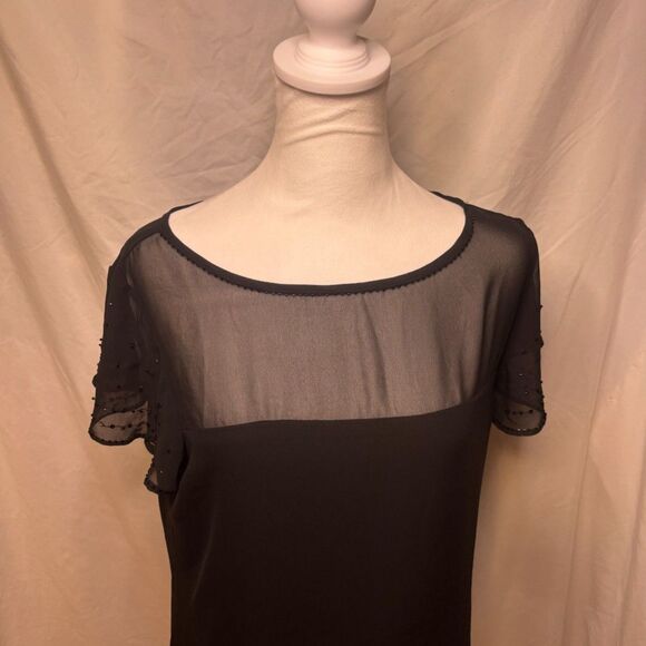 Coldwater Creek Lace Linen Studded Short Sleeve Blouse Womens Top NWT - Picture 5 of 7